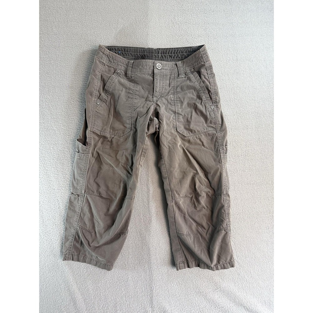 Kuhl Capri Pants Womens 2 Gray Twill Cargo Stretch Hiking Outdoor 6288